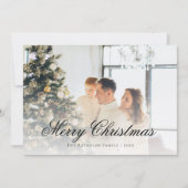 Elegant Script Merry Kerstfoto Feestdagenkaart (Voorkant)
