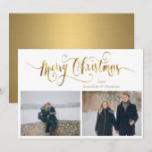 Elegant Script Merry Kerstfoto Feestdagenkaart (Voorkant / Achterkant)