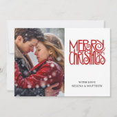 Elegant Script Merry Kerstfoto Feestdagenkaart (Voorkant)