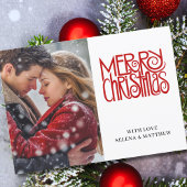 Elegant Script Merry Kerstfoto Feestdagenkaart