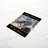 Elegant Script Merry Kerstfoto Folie Feestdagen Briefkaart (Gedraaid)