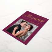 Elegant Script Merry Kerstfoto Folie Feestdagenkaart (Gedraaid)