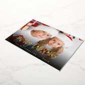 Elegant Script Merry Kerstfotoserie Gold Folie Feestdagenkaart (Gedraaid)