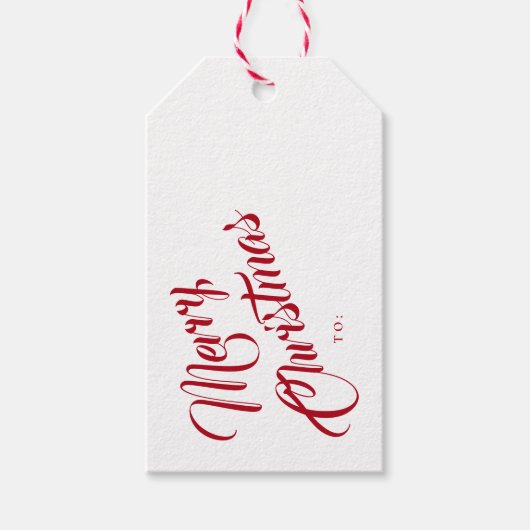 Elegant Script Merry Kerstmis Cadeaulabel (Voorkant)