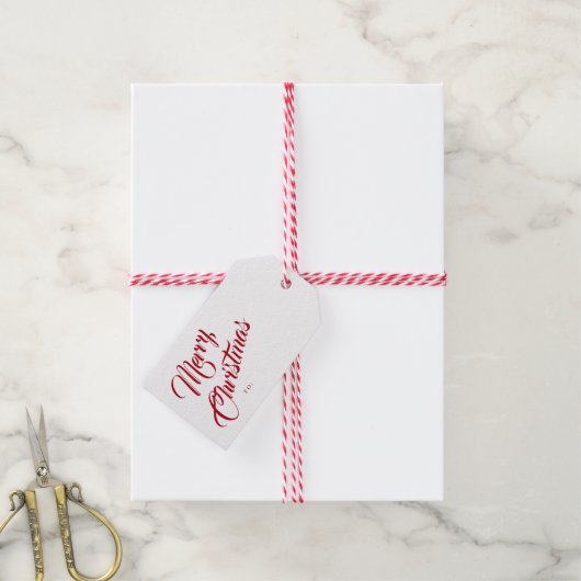 Elegant Script Merry Kerstmis Cadeaulabel (Met Touw)