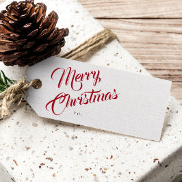 Elegant Script Merry Kerstmis Cadeaulabel