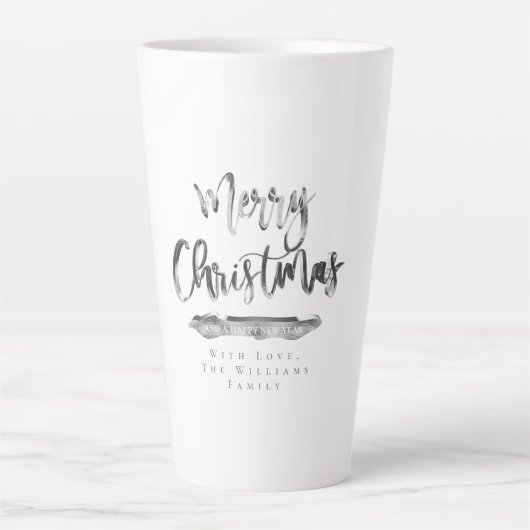Elegant Script Merry Kerstmis en Happy Nieuwjaar Latte Mok (Voorkant)