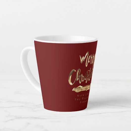 Elegant Script Merry Kerstmis en Happy Nieuwjaar Latte Mok (Linkerhoek)