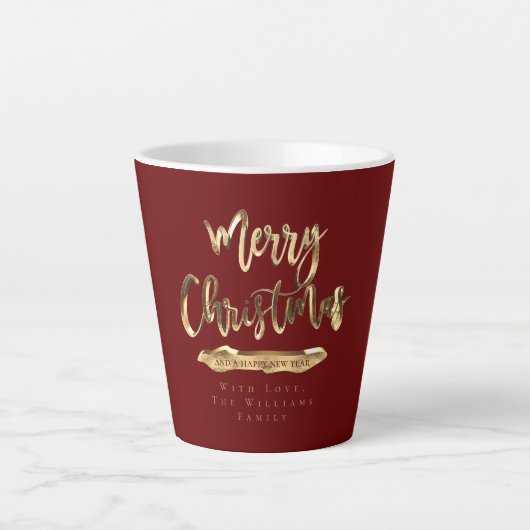 Elegant Script Merry Kerstmis en Happy Nieuwjaar Latte Mok (Voorkant)