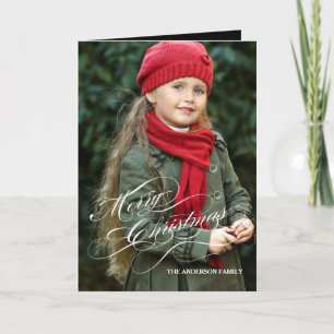 Elegant Script Merry Kerstmis Holiday-foto Feestdagen Kaart