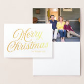 Elegant Script Merry Kerstmis met foto Folie Kaarten (Display)