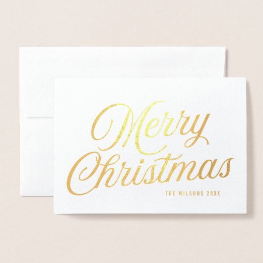 Elegant Script Merry Kerstmis met foto Folie Kaarten (Voorkant met envelop)