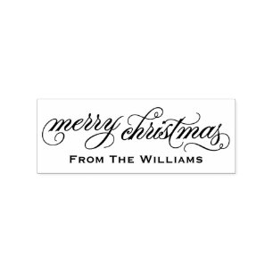 Elegant Script Merry Kerstmis op maat Rubberstempel