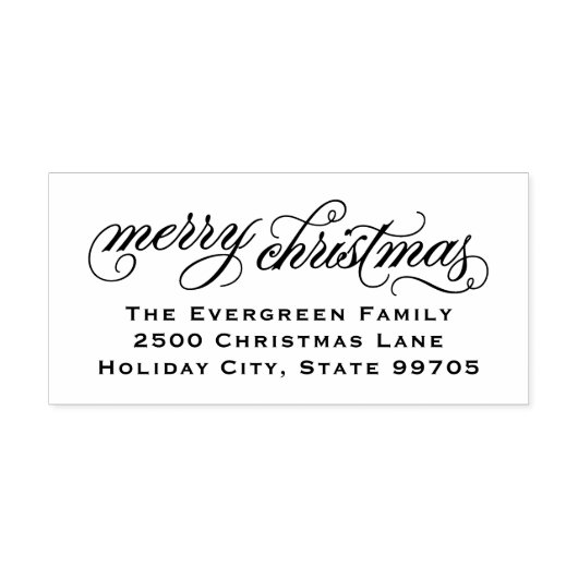 Elegant Script Merry-kerstretouradres Zelfinktende Stempel (Design)