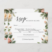 Elegant script met bloemen- en maaltijdkeuze RSVP (Voorkant / Achterkant)