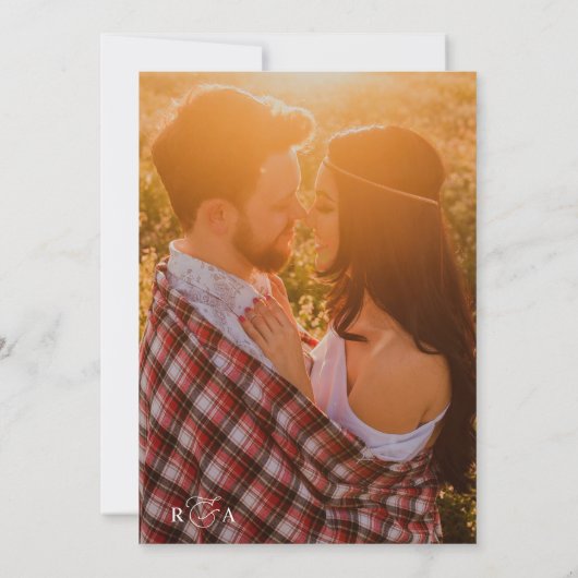 Elegant script met foto's achter bruiloft kaart (Achterkant)