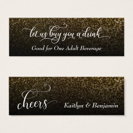 Elegant Script met Gold & Black Ombre Drink Ticket Mini Visitekaartjes (Voorkant /achterkant)