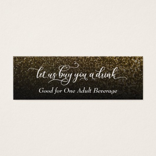 Elegant Script met Gold & Black Ombre Drink Ticket Mini Visitekaartjes (Voorkant)