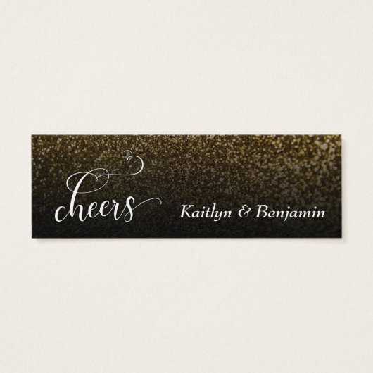 Elegant Script met Gold & Black Ombre Drink Ticket Mini Visitekaartjes (Achterkant)
