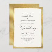 Elegant script met Gold Edge Semi formele bruiloft Kaart (Voorkant / Achterkant)