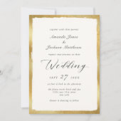 Elegant script met Gold Edge Semi formele bruiloft Kaart (Voorkant)