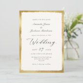 Elegant script met Gold Edge Semi formele bruiloft Kaart (Staand voorkant)