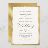 Elegant script met Gold Edge Semi formele bruiloft Kaart (Voorkant / Achterkant)