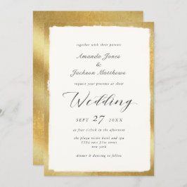 Elegant script met Gold Edge Semi formele bruiloft Kaart