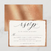 Elegant script met koperen maaltijd keuze bruiloft RSVP kaartje (Voorkant / Achterkant)
