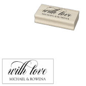 Elegant script met liefde uw namen rubberstempel (Gestempeld)