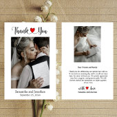 Elegant script met Red Heart Weddenfoto Bedankkaart