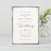 Elegant script met Silver Edge Minimal Wedding Kaart (Staand voorkant)