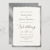 Elegant script met Silver Edge Minimal Wedding Kaart (Voorkant / Achterkant)