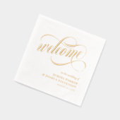 Elegant script met wervelingen bruiloft welkom gou folie servetten (Links)