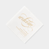 Elegant script met wervelingen bruiloft welkom gou folie servetten (Rechts)