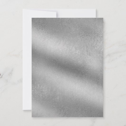 Elegant script met zilveren semi-formele bruiloft kaart (Achterkant)