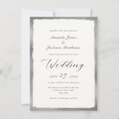 Elegant script met zilveren semi-formele bruiloft kaart (Voorkant)