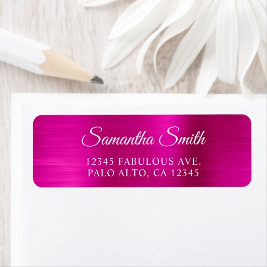 Elegant Script Metaal Roze Etiket (Insitu)