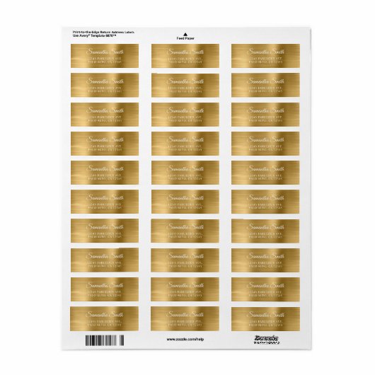 Elegant Script Metallic Gold Etiket (Full Sheet)