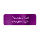 Elegant Script Metallic Klassiek Paars Etiket (Voorkant)