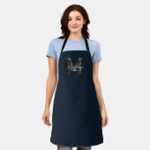 Elegant Script Metallic Navy Blue Gold Monogram Schort (Gedragen)