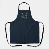 Elegant Script Metallic Navy Blue Gold Monogram Schort (Voorkant)