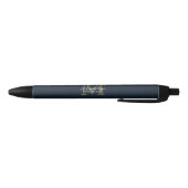 Elegant Script Metallic Navy Blue Gold Monogram Zwarte Inkt Pen (Bodem)