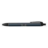 Elegant script metallic navyblauw goud monogram zwarte inkt pen (Bovenkant)