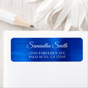 Elegant Script Metallic Royal Blue Etiket