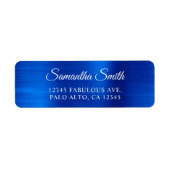 Elegant Script Metallic Royal Blue Etiket (Voorkant)