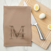 Elegant Script Metallic Taupe Gold Monogram Theedoek (Quarter Fold)