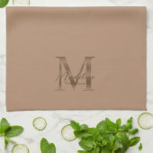 Elegant Script Metallic Taupe Gold Monogram Theedoek (Gevouwen)
