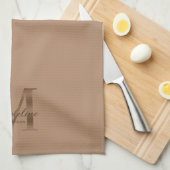 Elegant Script Metallic Taupe Gold Monogram Theedoek (Quarter Fold)