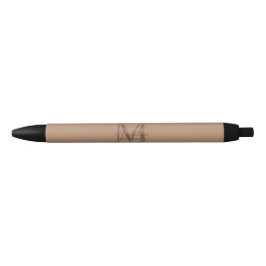 Elegant Script Metallic Taupe Gold Monogram Zwarte Inkt Pen